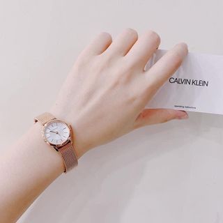  Shop Authentic Calvin Klein Minimal White Dial Rose Gold Mesh Bracelet Watch for Women - K3M23626 - Luxxuri