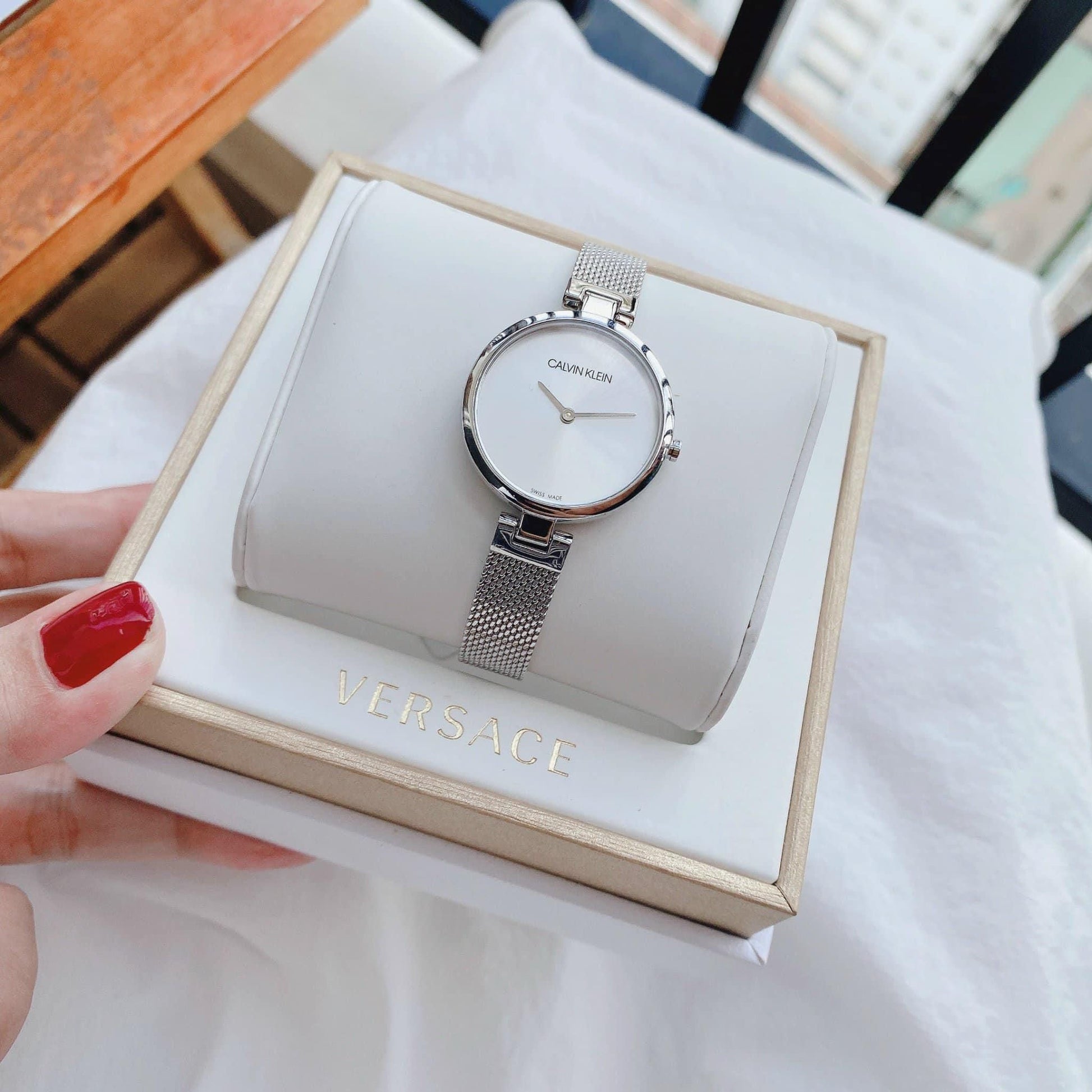  Shop Authentic Calvin Klein Authentic White Dial Silver Mesh Bracelet Watch for Women - K8G23126 - Luxxuri