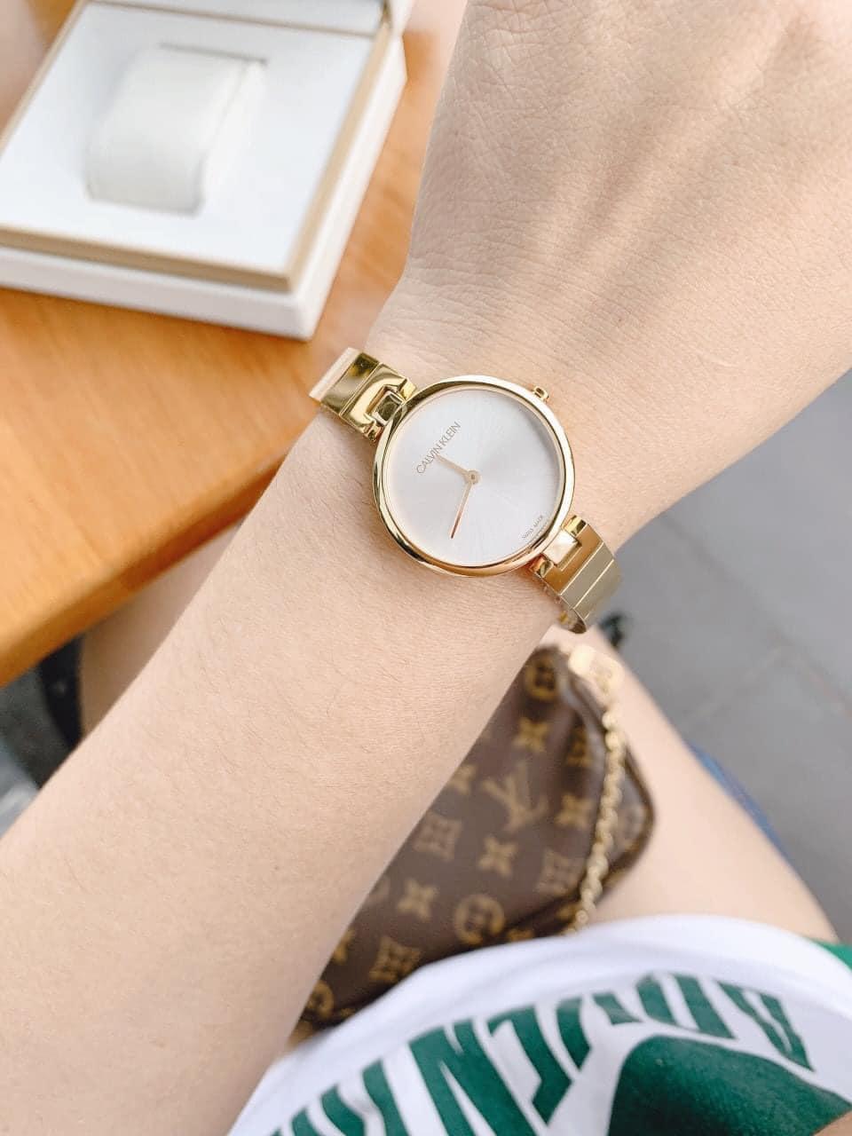  Shop Authentic Calvin Klein Authentic Silver Dial Gold Steel Strap Watch for Women - K8G23546 - Luxxuri