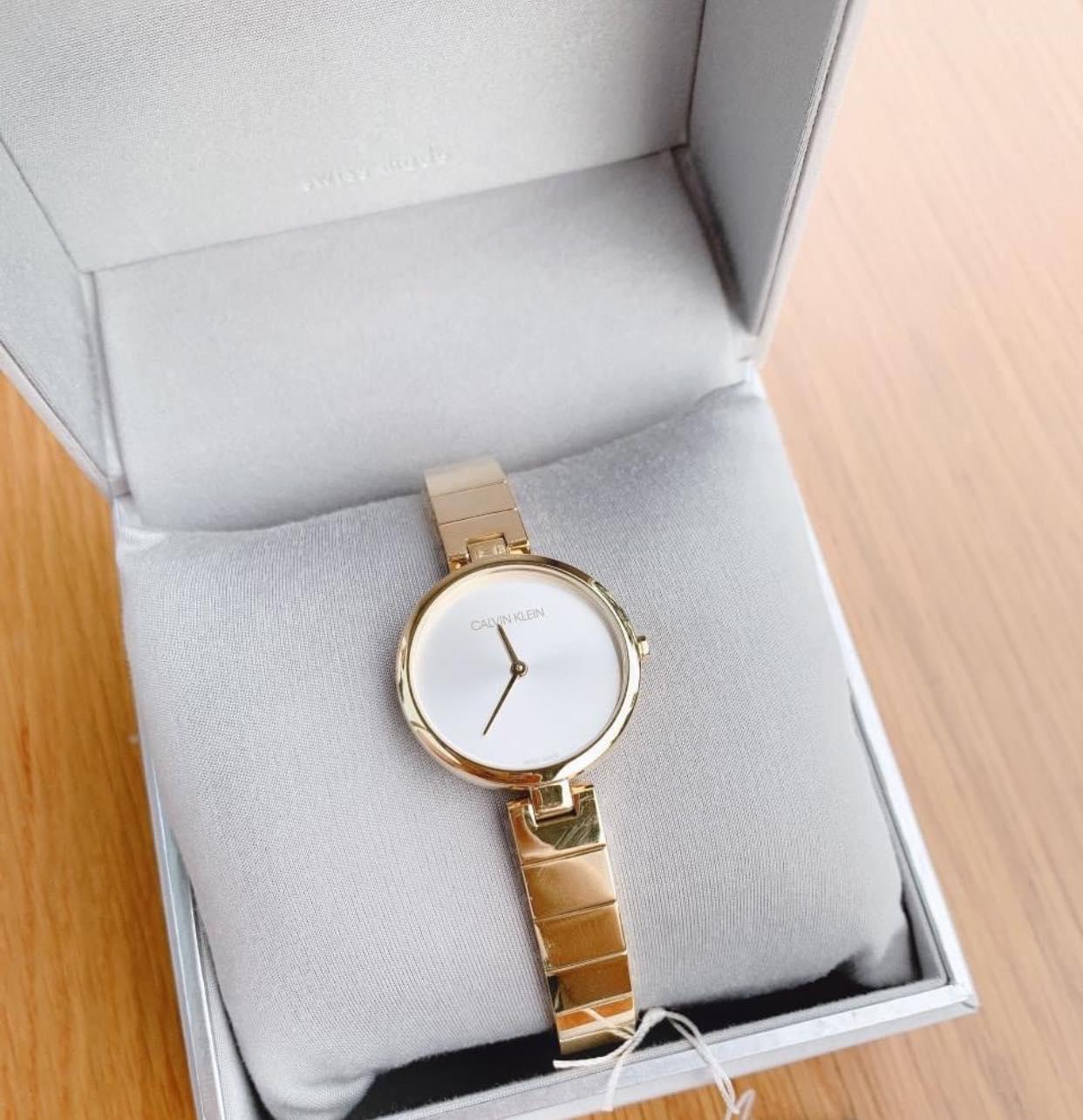  Shop Authentic Calvin Klein Authentic Silver Dial Gold Steel Strap Watch for Women - K8G23546 - Luxxuri