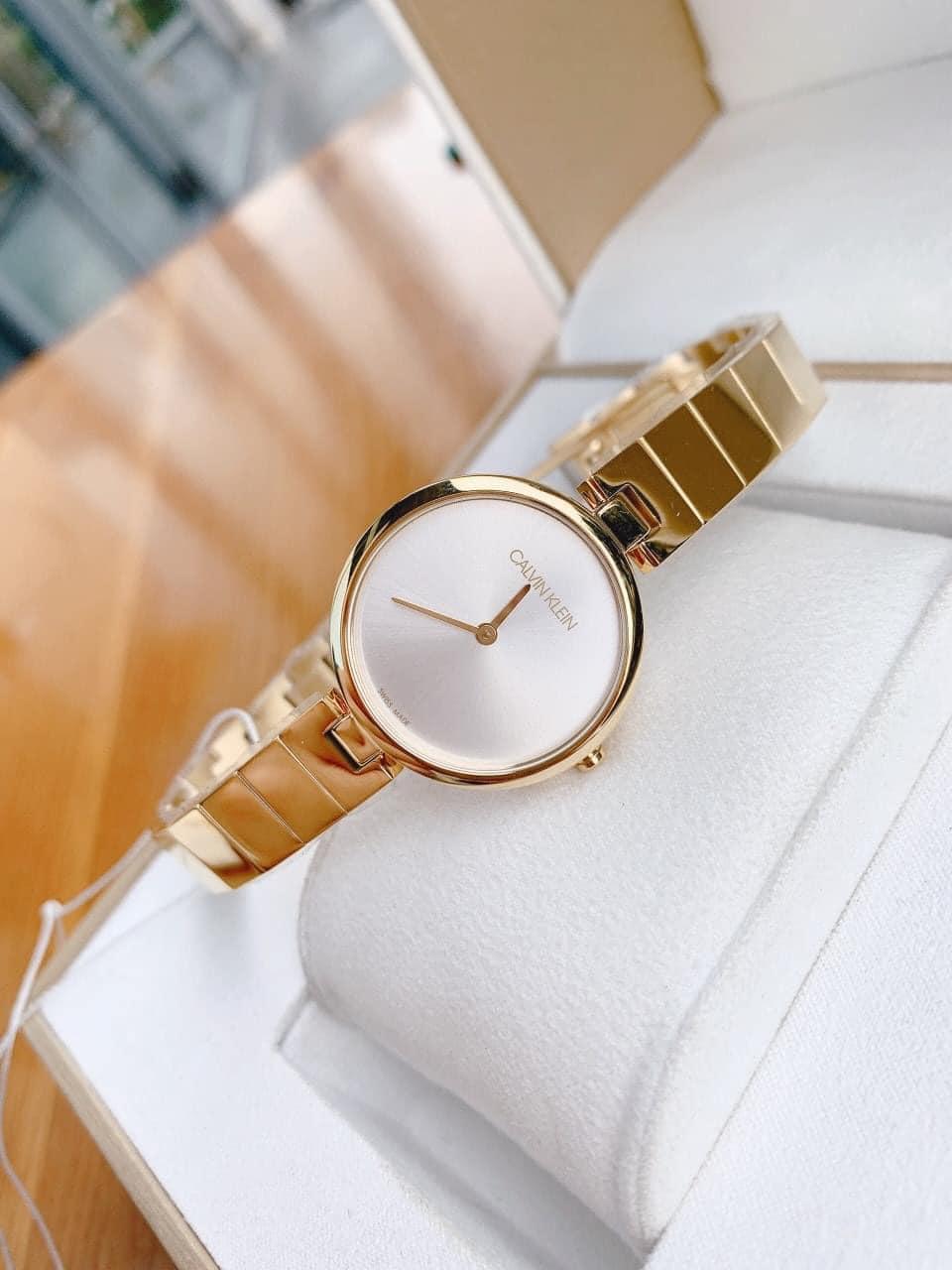  Shop Authentic Calvin Klein Authentic Silver Dial Gold Steel Strap Watch for Women - K8G23546 - Luxxuri