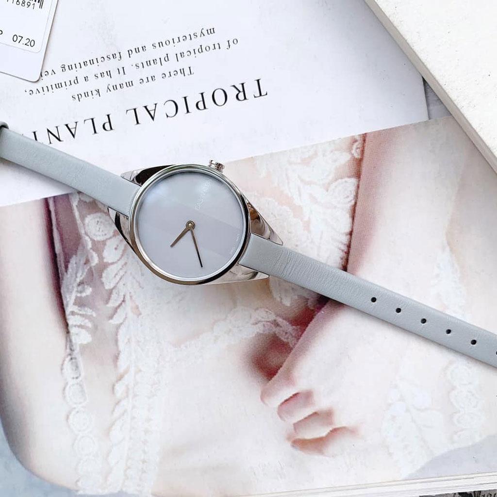  Shop Authentic Calvin Klein Rebel Grey Dial Grey Leather Strap Watch for Women - K8P231Q4 - Luxxuri