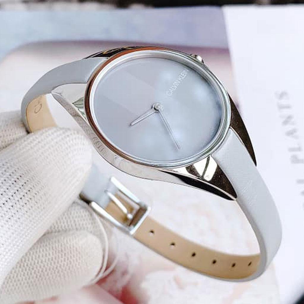  Shop Authentic Calvin Klein Rebel Grey Dial Grey Leather Strap Watch for Women - K8P231Q4 - Luxxuri