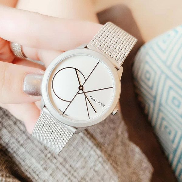  Shop Authentic Calvin Klein Minimal White Dial Silver Mesh Bracelet Watch for Women - K3M5215X - Luxxuri