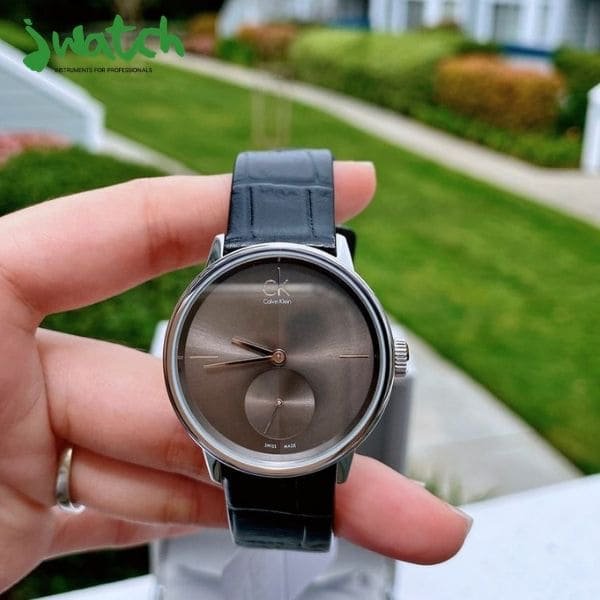  Shop Authentic Calvin Klein Accent Black Dial Black Leather Strap Watch for Women - K2Y231C3 - Luxxuri