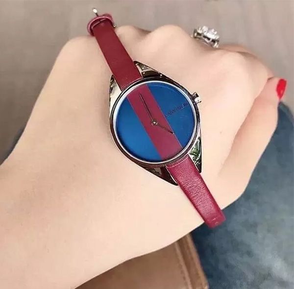  Shop Authentic Calvin Klein Rebel Blue Maroon Dial Maroon Leather Strap Watch for Women - K8P231UN - Luxxuri