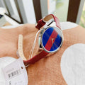  Shop Authentic Calvin Klein Rebel Blue Maroon Dial Maroon Leather Strap Watch for Women - K8P231UN - Luxxuri