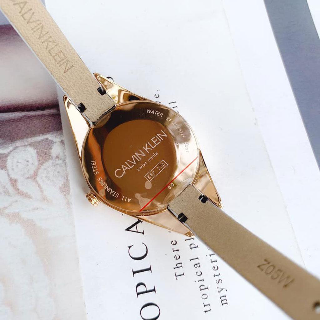  Shop Authentic Calvin Klein Rebel White Grey Dial White Leather Strap Watch for Women - K8P236L6 - Luxxuri