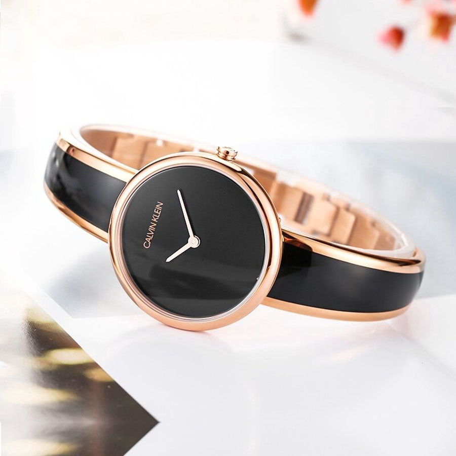  Shop Authentic Calvin Klein Seduce Black Dial Two Tone Steel Strap Watch for Women - K4E2N611 - Luxxuri