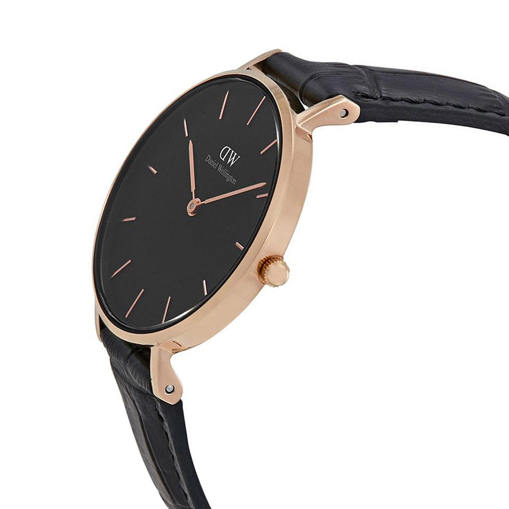  Shop Authentic Daniel Wellington Classic Petite Reading Black Dial Black Leather Strap Watch For Women - DW00100167 - Luxxuri