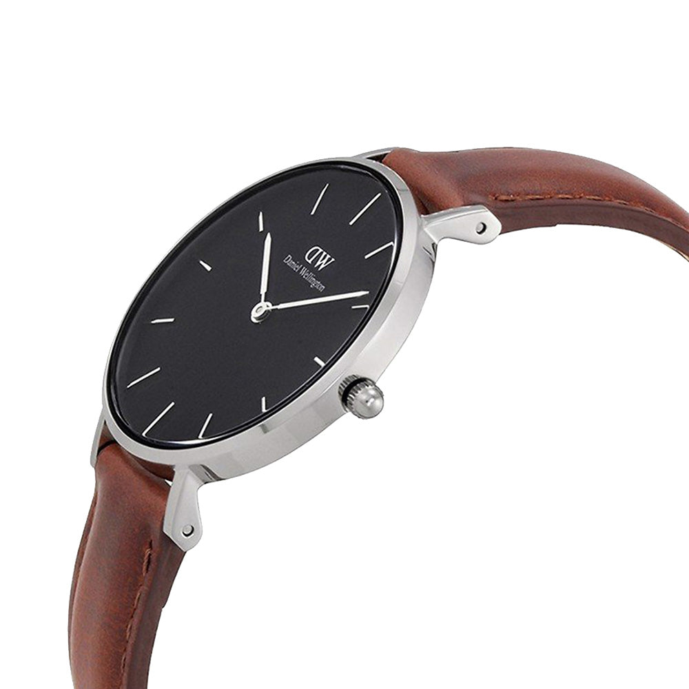  Shop Authentic Daniel Wellington Classic Petite St Mawes Black Dial Brown Leather Strap Watch For Women - DW00100181 - Luxxuri