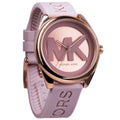  Shop Authentic Michael Kors Janelle Three Hand Rose Gold Dial Pink Rubber Strap Watch For Women - MK7139 - Luxxuri