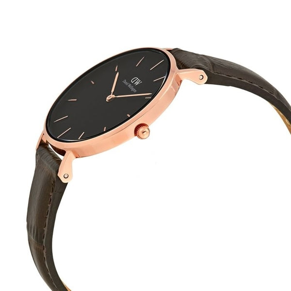  Shop Authentic Daniel Wellington Classic Petite York Black Dial Brown Leather Strap Watch For Women - DW00100226 - Luxxuri