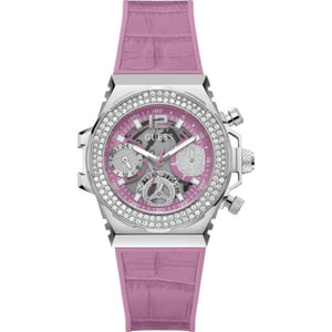 Shop Authentic Guess Fusion Chronograph Pink Dial Pink Leather Strap Watch for Women - GW0553L1 - Luxxuri