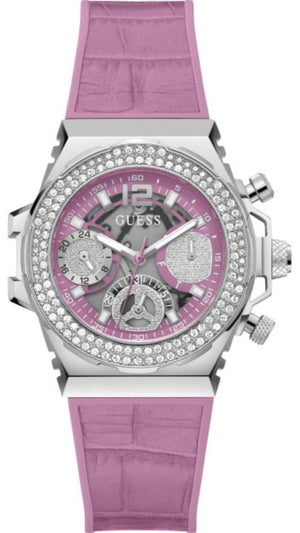  Shop Authentic Guess Fusion Chronograph Pink Dial Pink Leather Strap Watch for Women - GW0553L1 - Luxxuri