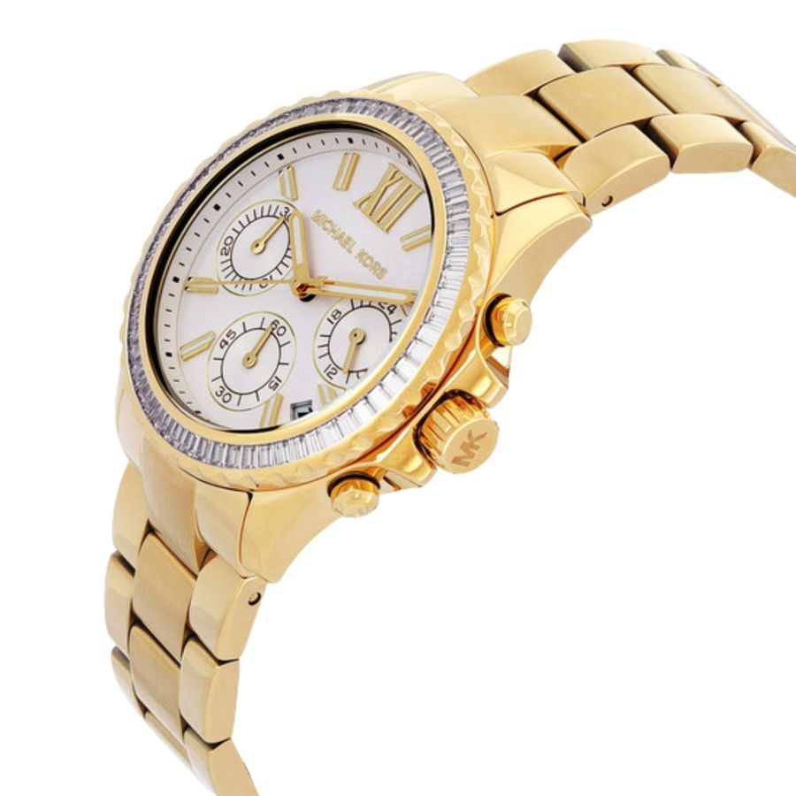  Shop Authentic Michael Kors Everest Chronograph White Dial Gold Steel Strap Watch For Women - MK7212 - Luxxuri