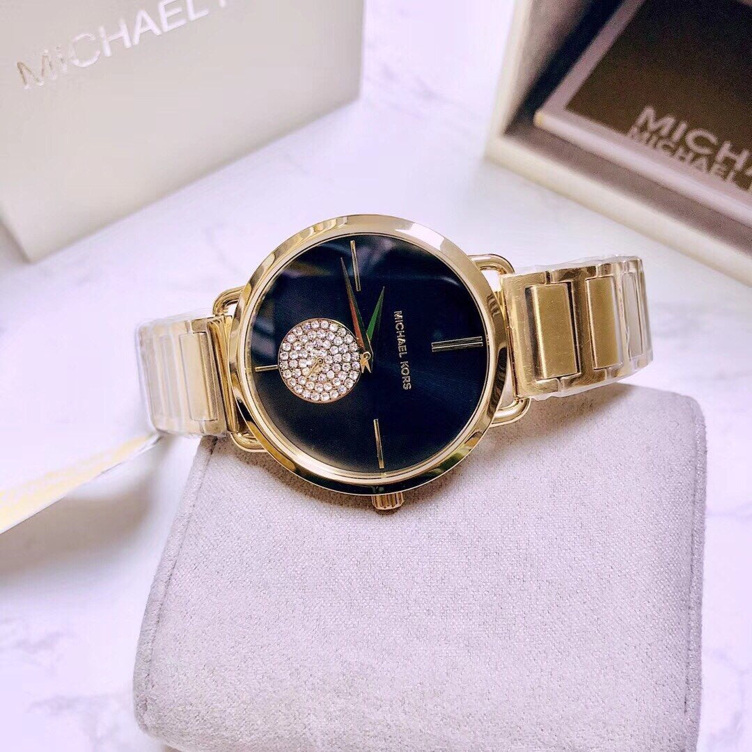  Shop Authentic Michael Kors Portia Black Dial Gold Steel Strap Watch for Women - MK3788 - Luxxuri