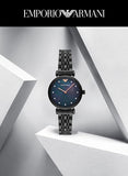  Shop Authentic Emporio Armani Gianni T-Bar Quartz Black Mother of Pearl Dial Black Steel Strap Watch For Women - AR11268 - Luxxuri