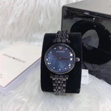  Shop Authentic Emporio Armani Gianni T-Bar Quartz Black Mother of Pearl Dial Black Steel Strap Watch For Women - AR11268 - Luxxuri