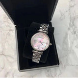  Shop Authentic Emporio Armani Gianni T Bar Pink Mother of Pearl Dial Silver Steel Strap Watch For Women - AR1779 - Luxxuri