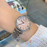  Shop Authentic Emporio Armani Gianni T Bar Pink Mother of Pearl Dial Silver Steel Strap Watch For Women - AR1779 - Luxxuri