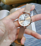  Shop Authentic Emporio Armani Gianni T Bar Silver Dial Rose Gold Mesh Bracelet Watch For Women - AR1956 - Luxxuri