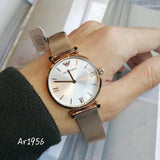  Shop Authentic Emporio Armani Gianni T Bar Silver Dial Rose Gold Mesh Bracelet Watch For Women - AR1956 - Luxxuri
