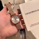  Shop Authentic Emporio Armani Gianni T Bar Silver Dial Rose Gold Mesh Bracelet Watch For Women - AR1956 - Luxxuri