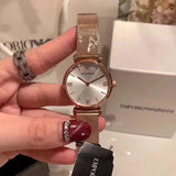  Shop Authentic Emporio Armani Gianni T Bar Silver Dial Rose Gold Mesh Bracelet Watch For Women - AR1956 - Luxxuri