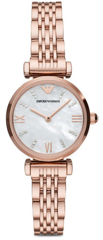  Shop Authentic Emporio Armani Gianni T-Bar Mother of Pearl Dial Rose Gold Steel Strap Watch For Women - AR11316 - Luxxuri