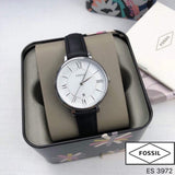  Shop Authentic Fossil Jacqueline Quartz White Dial Black Leather Strap Watch for Women - ES3972 - Luxxuri