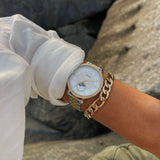  Shop Authentic Fossil Jacqueline Analog Moonphase Mother of Pearl White Dial Two Tone Steel Strap Watch for Women - ES5166 - Luxxuri