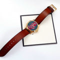  Shop Authentic Gucci Le Marche Des Merveilles Green and Red Dial Brown Leather Strap Unisex Watch - YA1264012 - Luxxuri