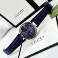  Shop Authentic Gucci Interlocking G Blue Dial Blue Leather Strap Watch For Women - YA133322 - Luxxuri