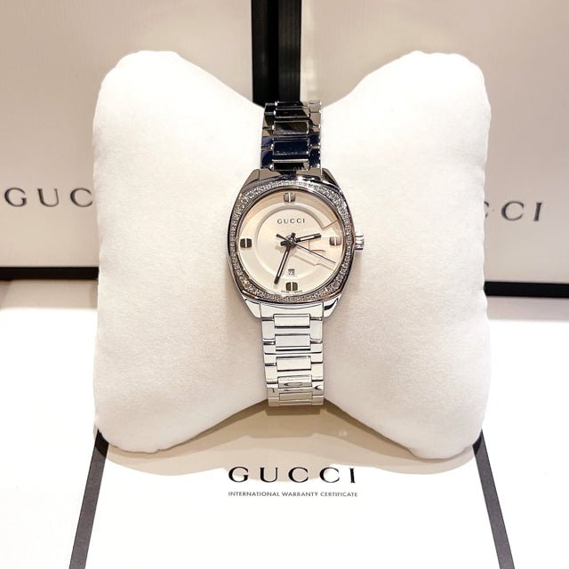  Shop Authentic Gucci GG2570 Diamonds White Dial Silver Steel Strap Watch For Women - YA142506 - Luxxuri