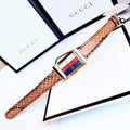  Shop Authentic Gucci G-Frame Mother of Pearl Dial Brown Leather Snakeskin Strap Watch For Women - YA147402 - Luxxuri