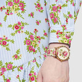  Shop Authentic Gucci G Timeless Floral Gold Dial White Leather Strap Watch For Women - YA1264084 - Luxxuri