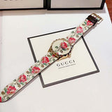  Shop Authentic Gucci G Timeless Floral Gold Dial White Leather Strap Watch For Women - YA1264084 - Luxxuri