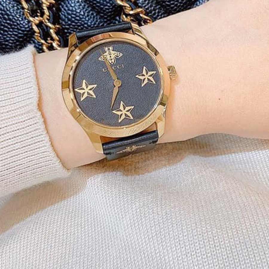  Shop Authentic Gucci G-Timeless Black Dial Black Leather Strap Watch For Women - YA1264055 - Luxxuri