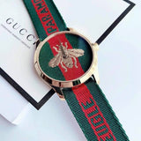  Shop Authentic Gucci Le Marche des Merveilles Green & Red Dial Green & Red NATO Strap Unisex Watch - YA126487 - Luxxuri