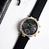  Shop Authentic Guess Solstice Diamonds Black Mother of Pearl Dial Black Rubber Strap Watch for Women - GW0113L2 - Luxxuri