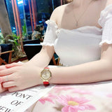  Shop Authentic Guess Trend Dragon Gold Dial Red Leather Strap Watch For Women - GW0646L1 - Luxxuri