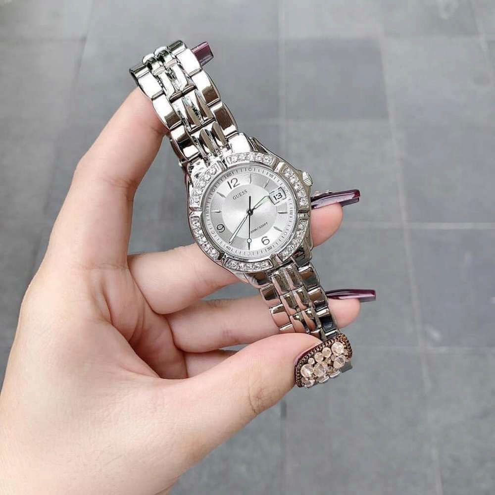  Shop Authentic Guess Water Pro Diamonds Silver Dial Silver Steel Strap Watch For Women - G75511M - Luxxuri