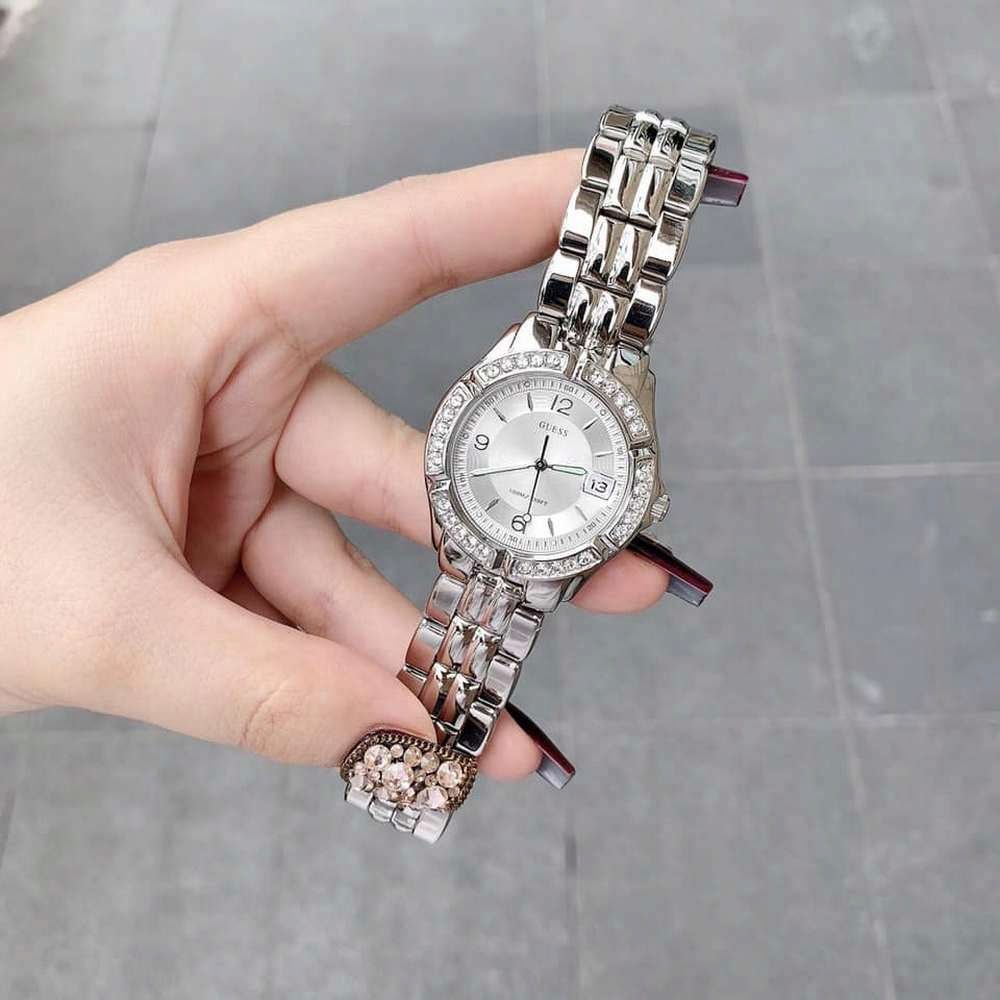  Shop Authentic Guess Water Pro Diamonds Silver Dial Silver Steel Strap Watch For Women - G75511M - Luxxuri