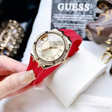  Shop Authentic Guess Cosmo Diamonds Gold Dial Red Rubber Strap Watch for Women - GW0034L6 - Luxxuri