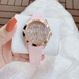  Shop Authentic Guess Clarity Gold Dial Pink Silicone Strap Watch for Women - GW0109L2 - Luxxuri