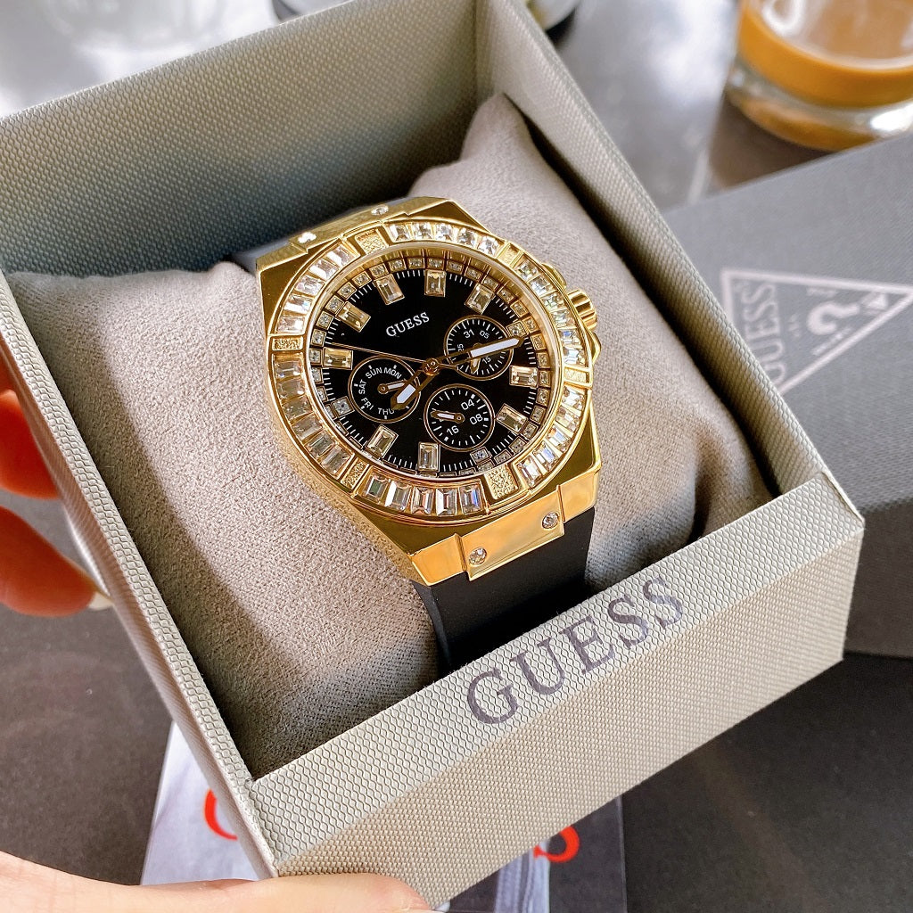  Shop Authentic Guess Venus Diamonds Black Dial Black Rubber Strap Watch for Women - GW0118L1 - Luxxuri