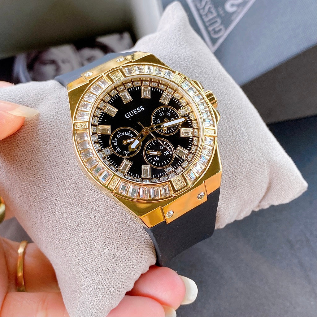  Shop Authentic Guess Venus Diamonds Black Dial Black Rubber Strap Watch for Women - GW0118L1 - Luxxuri