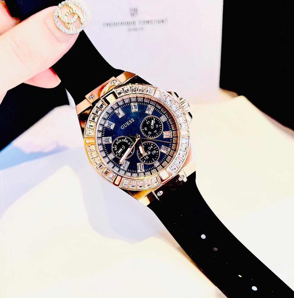  Shop Authentic Guess Venus Diamonds Black Dial Black Rubber Strap Watch for Women - GW0118L2 - Luxxuri