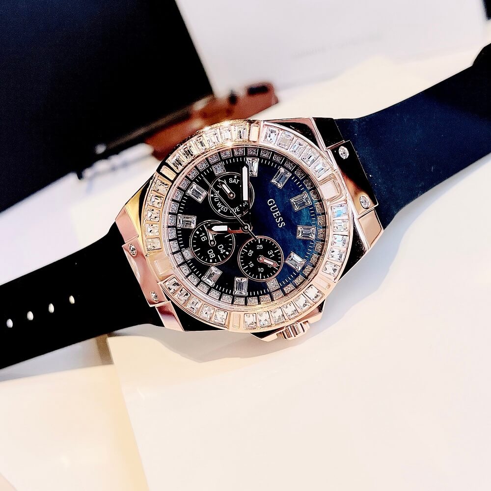  Shop Authentic Guess Venus Diamonds Black Dial Black Rubber Strap Watch for Women - GW0118L2 - Luxxuri